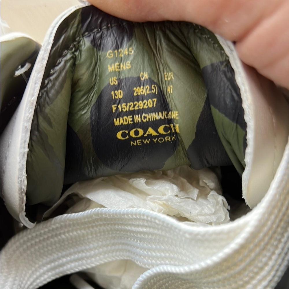 Coach White Sneakers C101 Low Top Sneaker White/Military Camo Size 13 - Picture 8 of 8